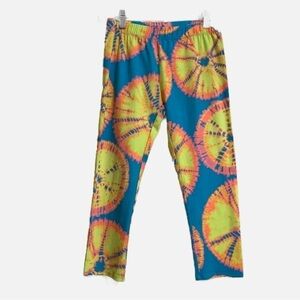 No Boundaries Neon Tie Dye Sunbursts Design Leggings. Size Small (3-5).